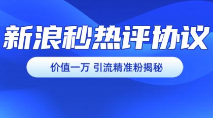 价值一万 新浪秒热评协议 引流精准粉揭秘-颜夕资源网-第16张图片